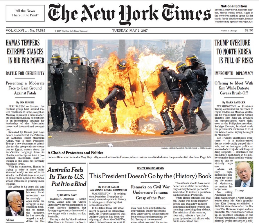 Media Propaganda Of The Day Today's New York Times Front Page Common