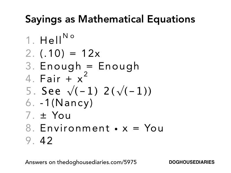 Sayings As Mathematical Equations