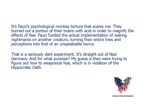 Fauci's Psychological Monkey Torture - Common Sense Evaluation