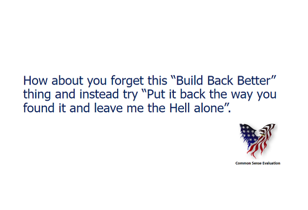 Build Back Better - Common Sense Evaluation