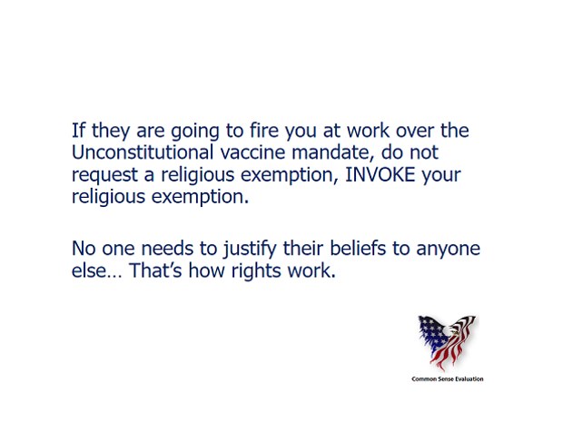 Your Religious Exemption - Common Sense Evaluation