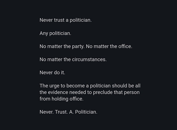 Never Trust A Politician