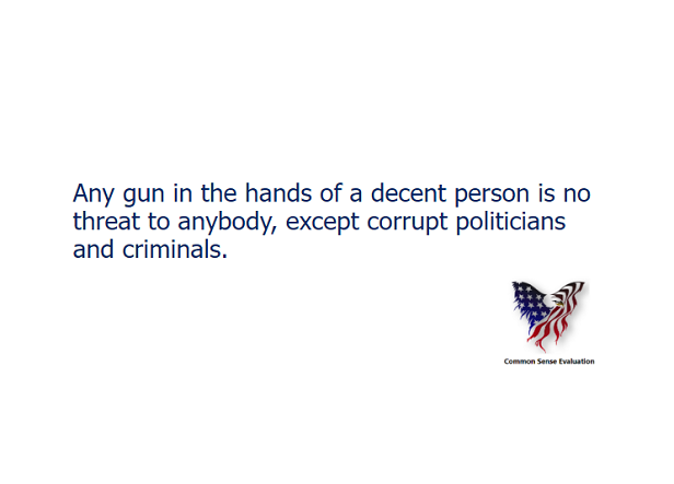 Any gun in the hands of a decent person is no threat to anybody, except corrupt politicians and criminals.