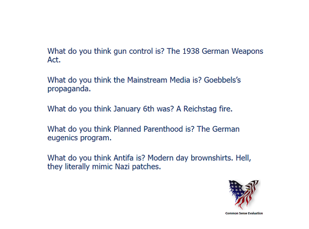 Nazi Germany Comparisons - Common Sense Evaluation