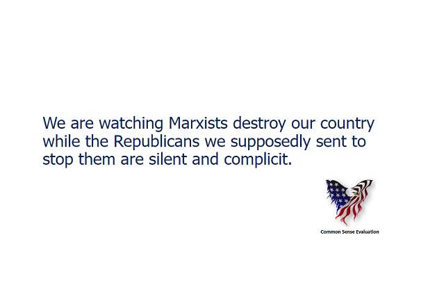 We are watching Marxists destroy our country while the Republicans we supposedly sent to stop them are silent and complicit.