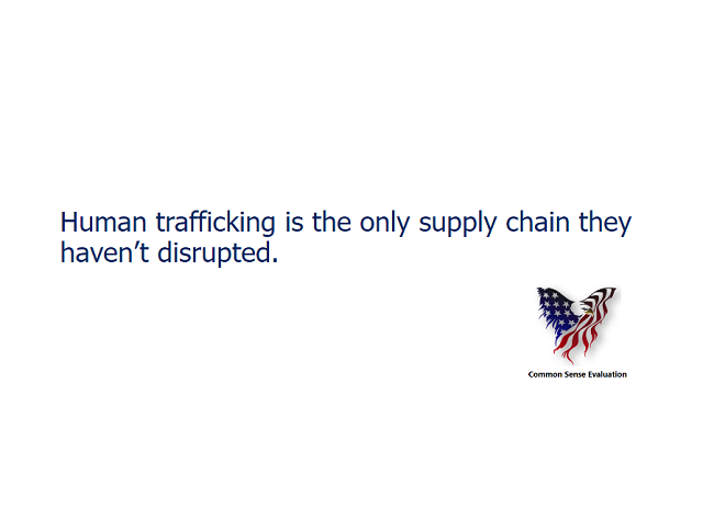 Human trafficking is the only supply chain they haven't disrupted.