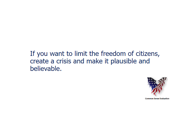 If you want to limit the freedom of citizens, create a crisis and make it plausible and believable.