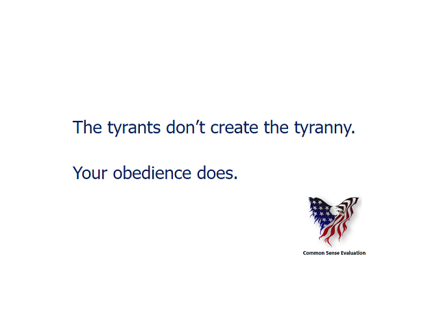 The tyrants don't create the tyranny. Your obedience does.