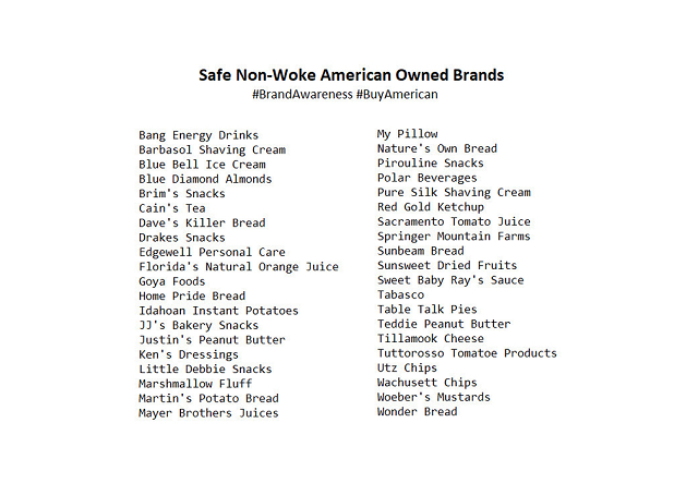 Safe Non-Woke American Owned Brands