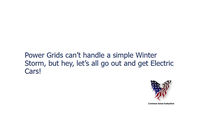 Power Grids can't handle a simple Winter Storm, but hey, let's all go out and get Electric Cars!