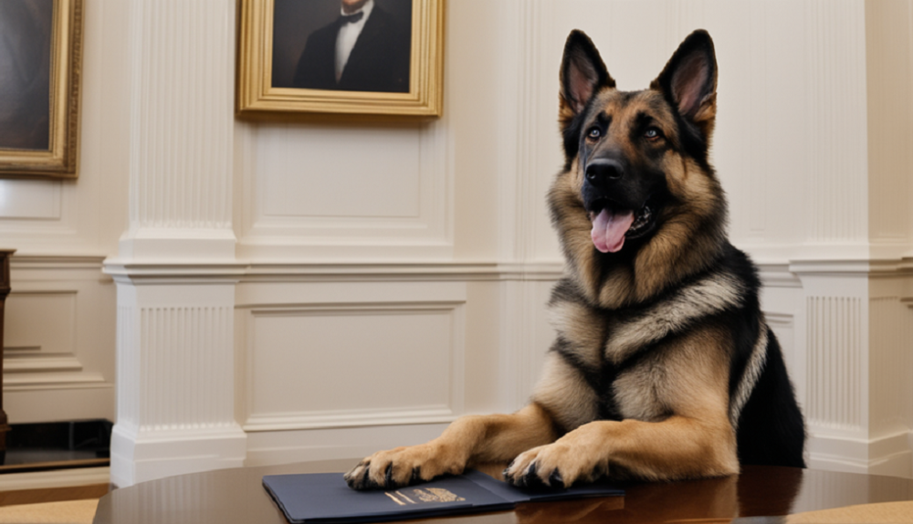 Once upon a time in the bustling heart of Washington, D.C., within the hallowed halls of the White House, an unlikely hero emerged. His name was Commander, a dignified German Shepherd with a distinctive black and tan coat. While most would perceive him as just another loyal White House pet, Commander had a secret mission that nobody could have ever expected.
