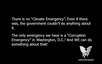 There is no “Climate Emergency”. Even if there was, the government couldn't do anything about it. The only emergency we have is a “Corruption Emergency” in Washington, D.C.! And WE can do something about that!