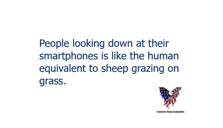 People looking down at their smartphones is like the human equivalent to sheep grazing on grass.