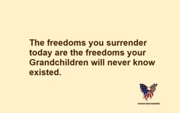 The freedoms you surrender today are the freedoms your Grandchildren will never know existed.