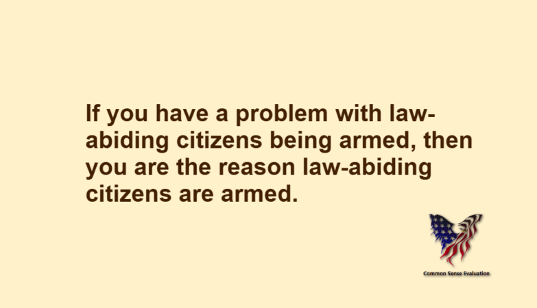 If you have a problem with law-abiding citizens being armed, then you are the reason law-abiding citizens are armed.