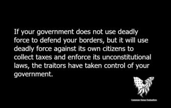 If your government does not use deadly force to defend your borders, but it will use deadly force against its own citizens to collect taxes and enforce its unconstitutional laws, the traitors have taken control of your government.