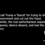 They call Trump a 'fascist' for trying to shrink the government and cut out the fraud. Meanwhile, the real authoritarians expand their power, silence dissent, and loot the treasury.